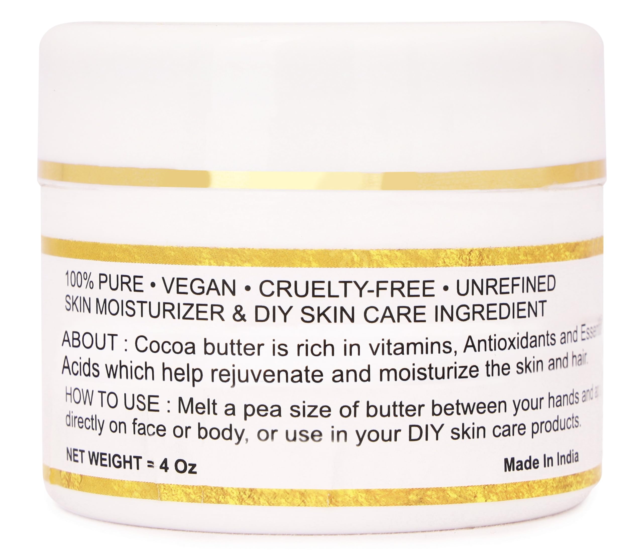 Bless International manteca de cacao cruda, textura cremosa lista para rostro y cuerpo.