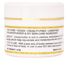 Bless International manteca de cacao cruda, textura cremosa lista para rostro y cuerpo.