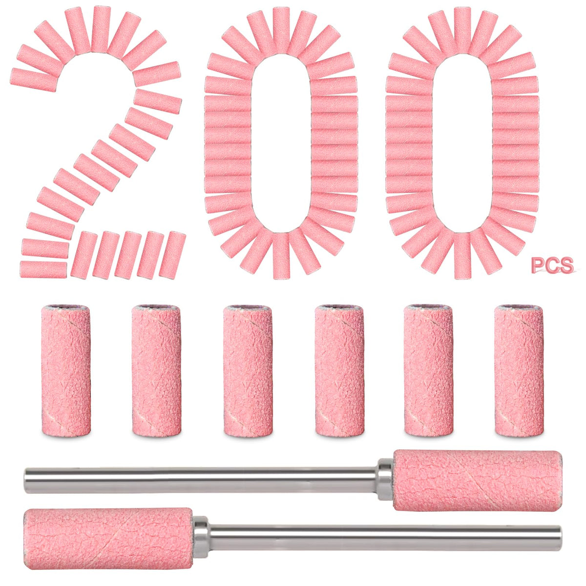 Bandas de lijado pequeñas en caja rosa de BLESWIN para preparación suave de uñas.