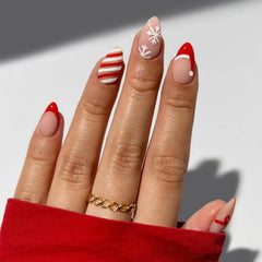 BLGTGH uñas pegables almendra con lazo, ideales para fiestas festivas
