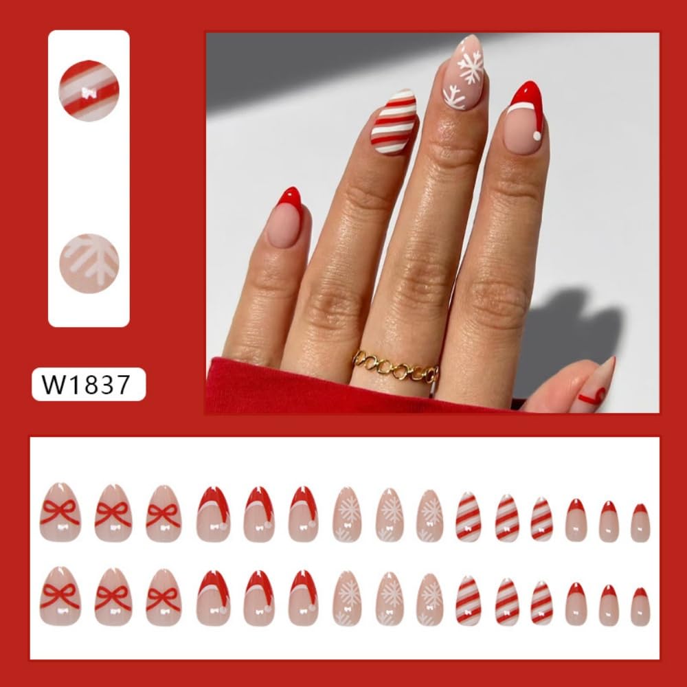 BLGTGH uñas blancas brillantes con copo de nieve, elegante para diario