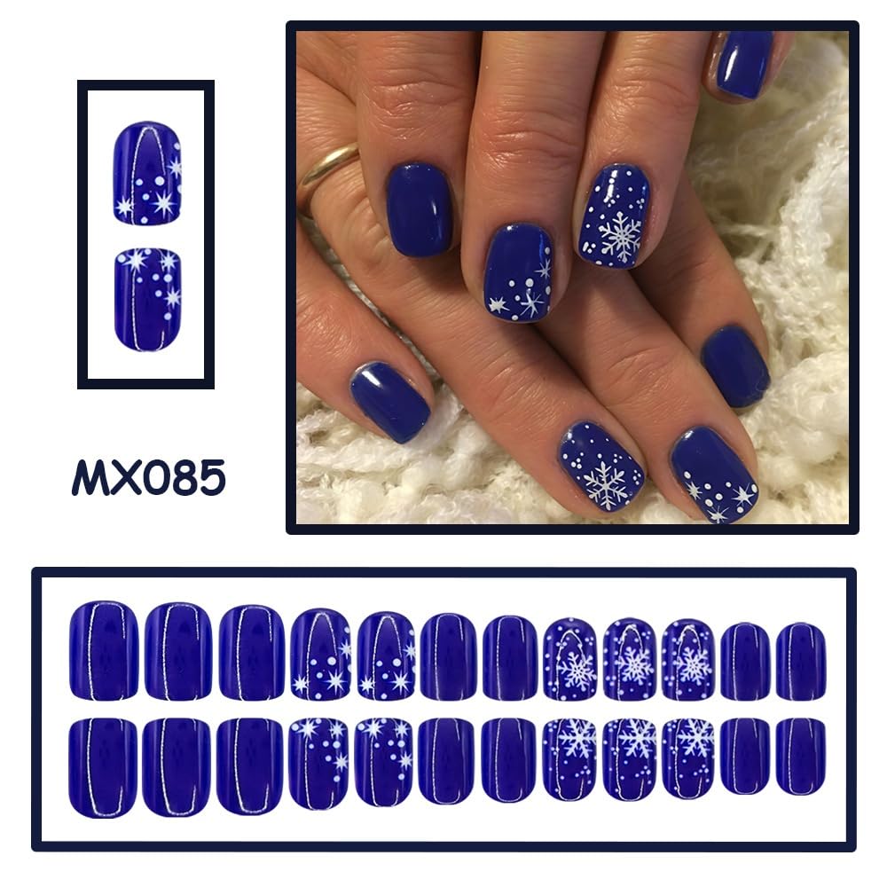 BLGTGH: uñas postizas cuadradas en azul real, brillo que resalta cualquier ocasión.