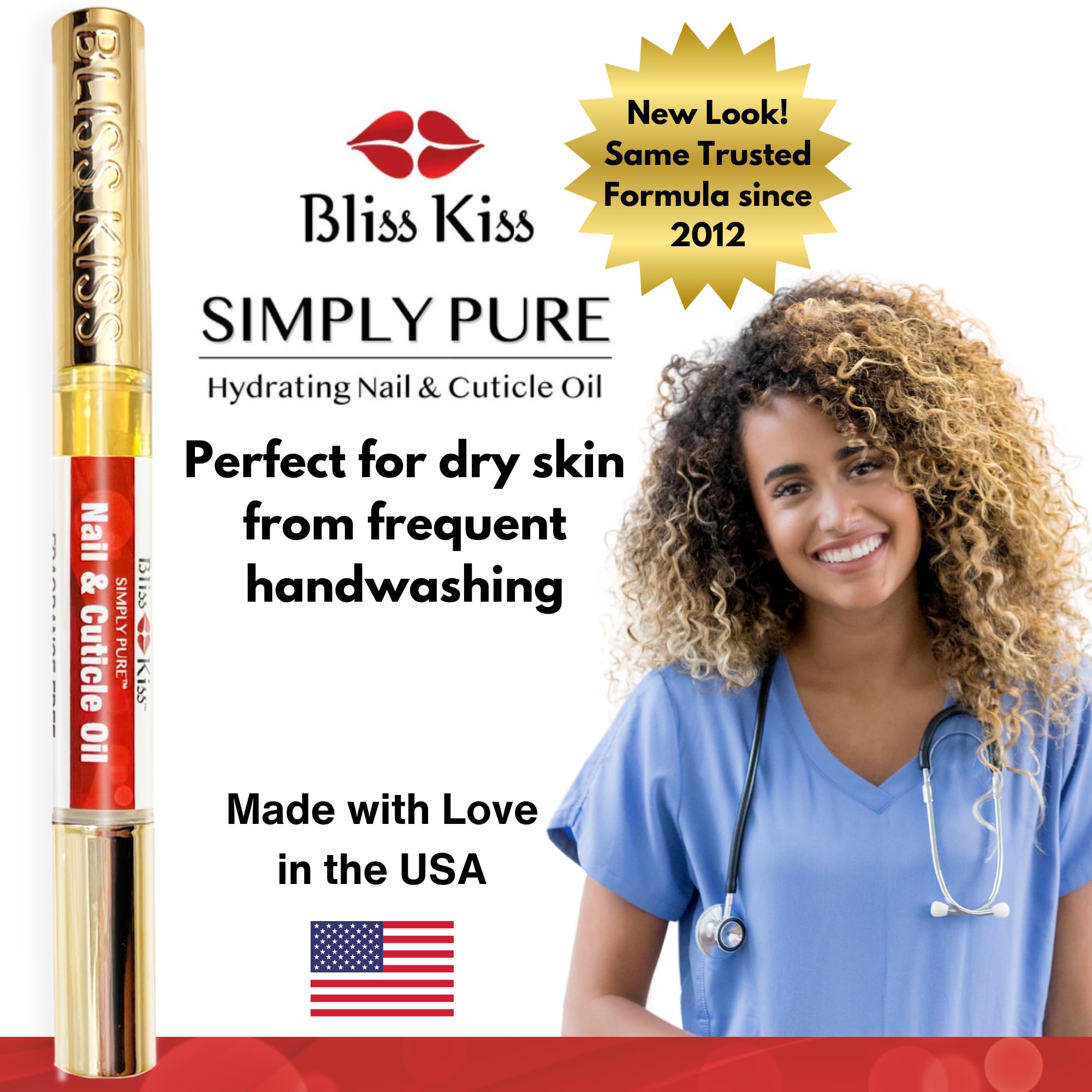Bliss Kiss absorción rápida, sensación suave sin grasa.