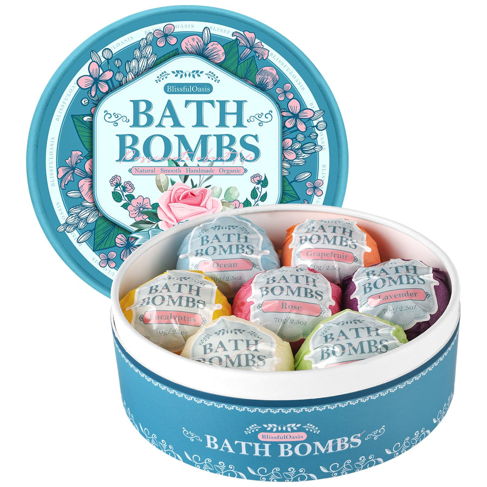 BlissfulOasis set de bombas de baño con 7 fragancias para relajación en casa