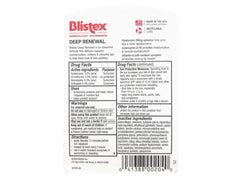 Blistex Renovación Profunda bálsamo labial en caja exterior para fácil almacenamiento.