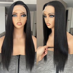 BLL long straight wig showing 13x4 lace front for versatile styling.