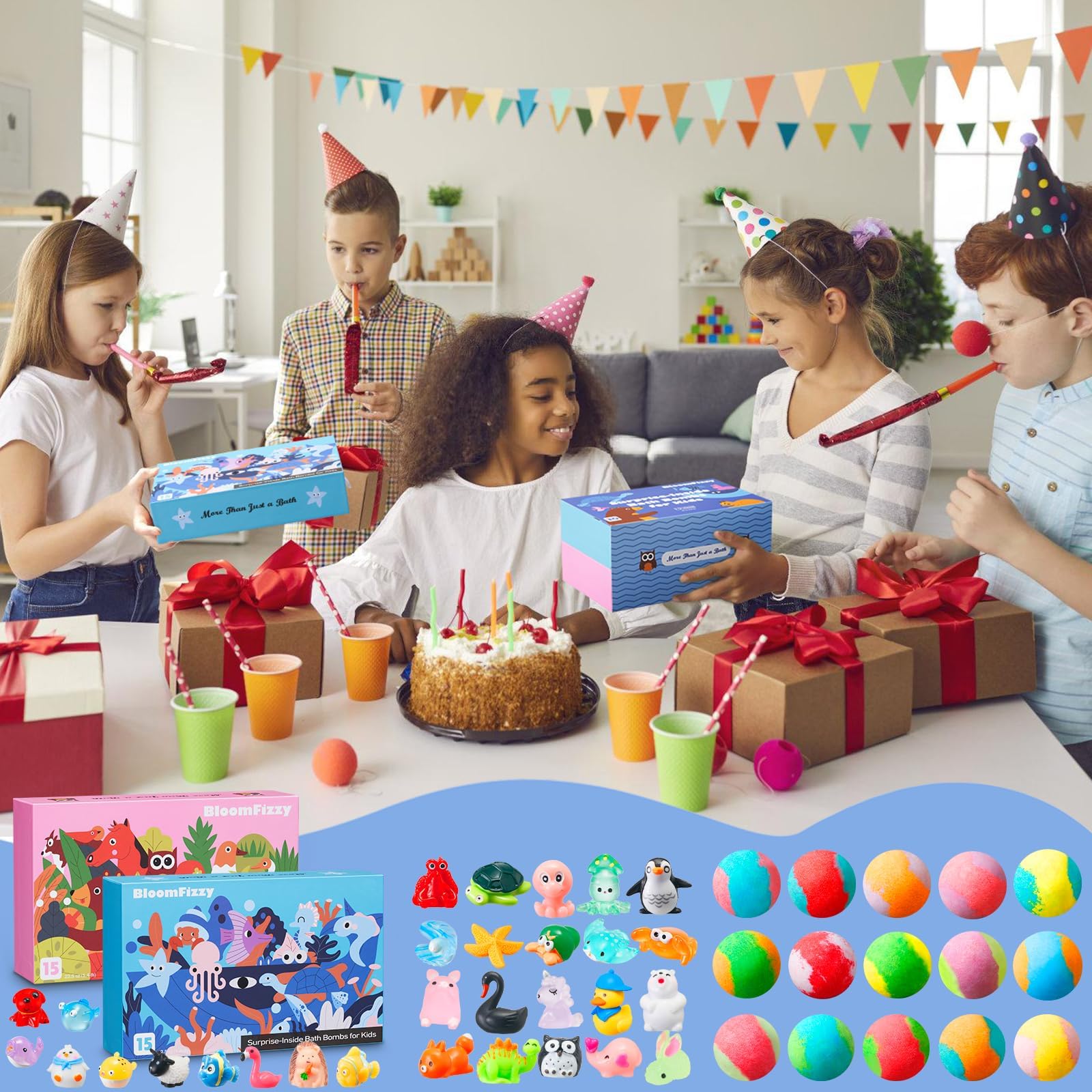 BloomFizzy: ninos-en-tina-juego, regalo ideal para cumpleaños y fiestas.