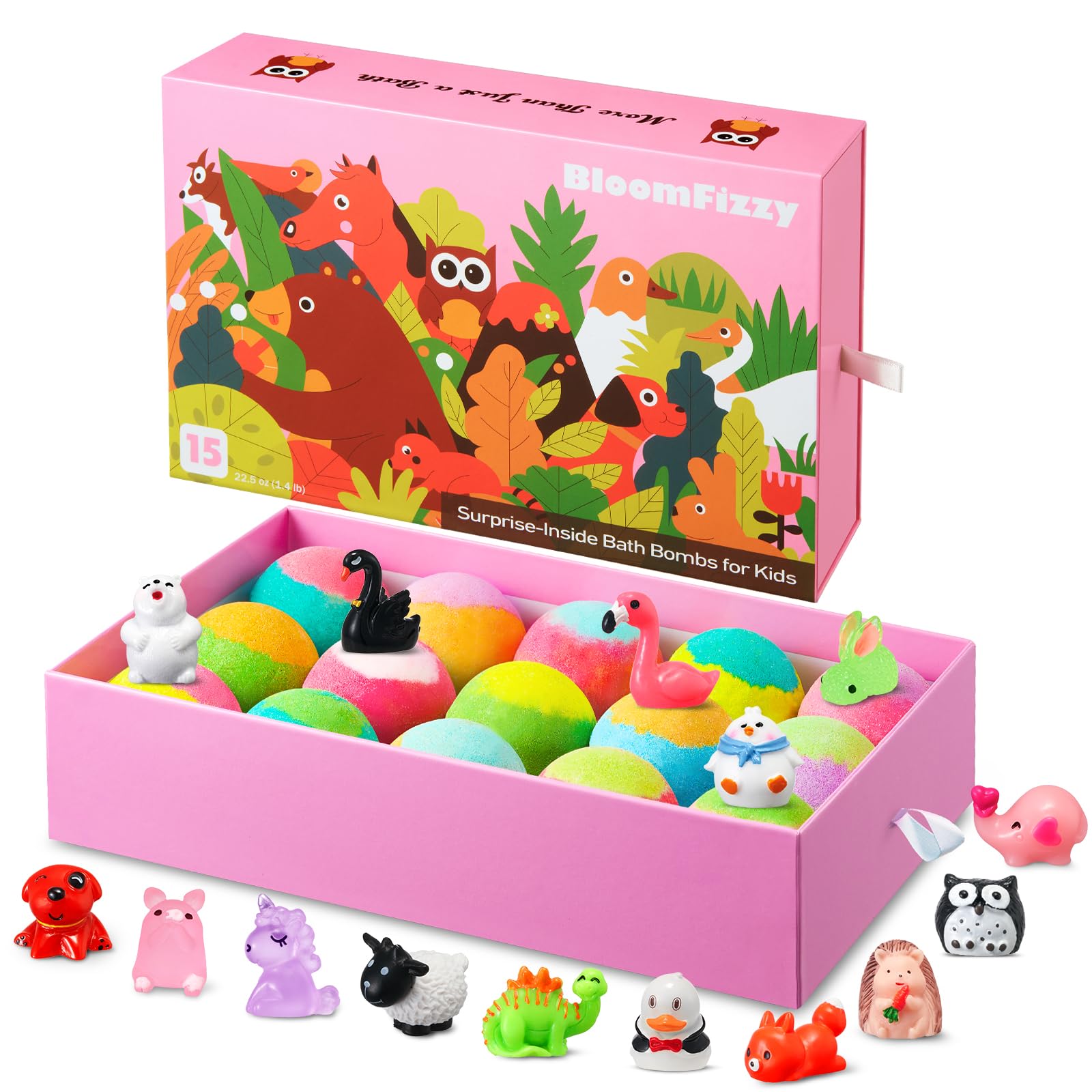 Bomba BloomFizzy jungla con colores brillantes para juego en la bañera.