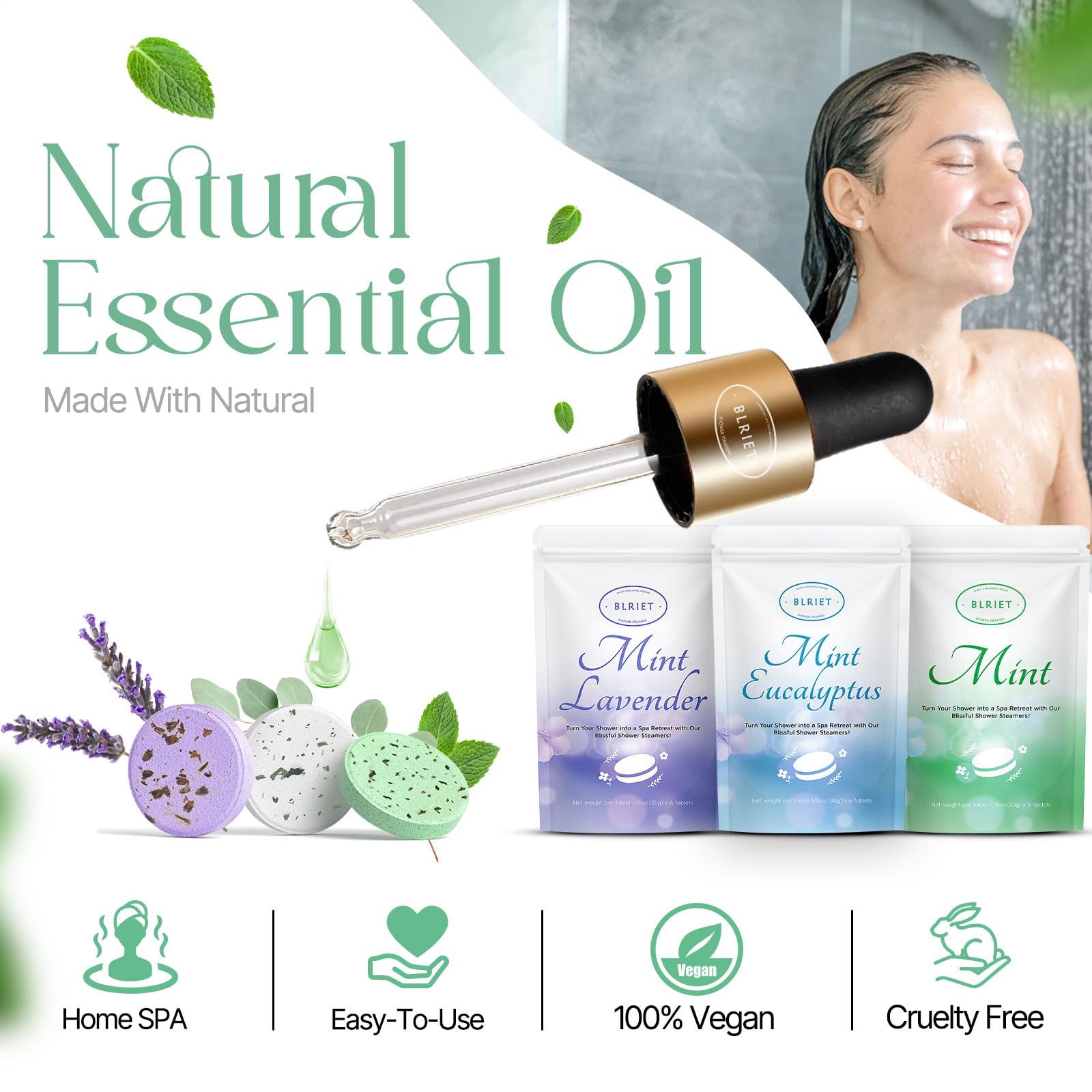 BLRIET ducha-aromaterapia-lavanda: fragancia calmante que favorece la relajación nocturna.