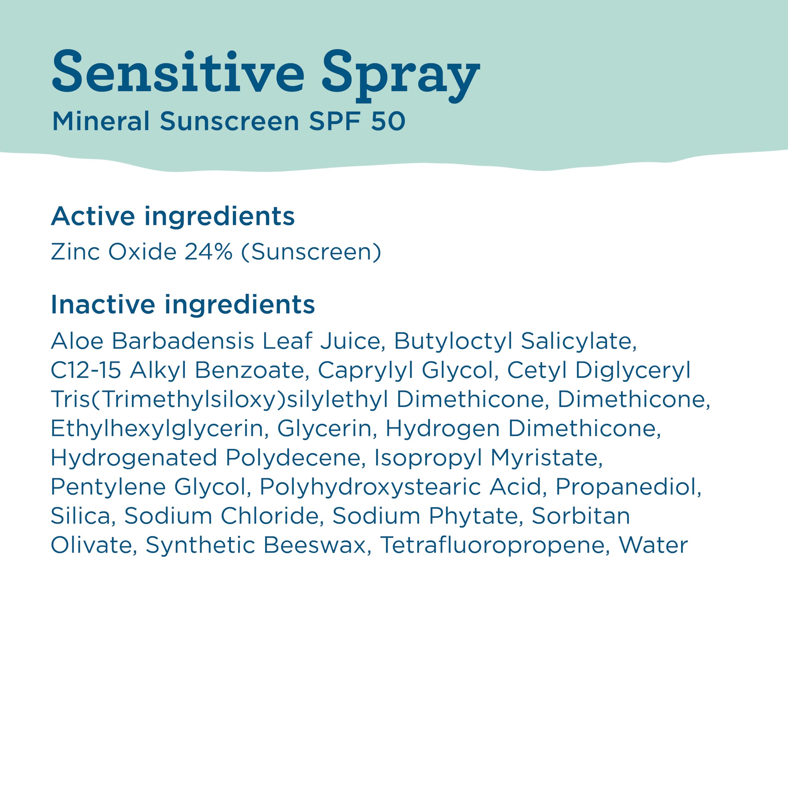 Blue Lizard Sensitive SPF 50 Spray, libre de Oxybenzone y Octinoxate.