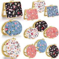 Blulu miroir poche fleurs rectangle rose, pratique pour retouches rapides en déplacement