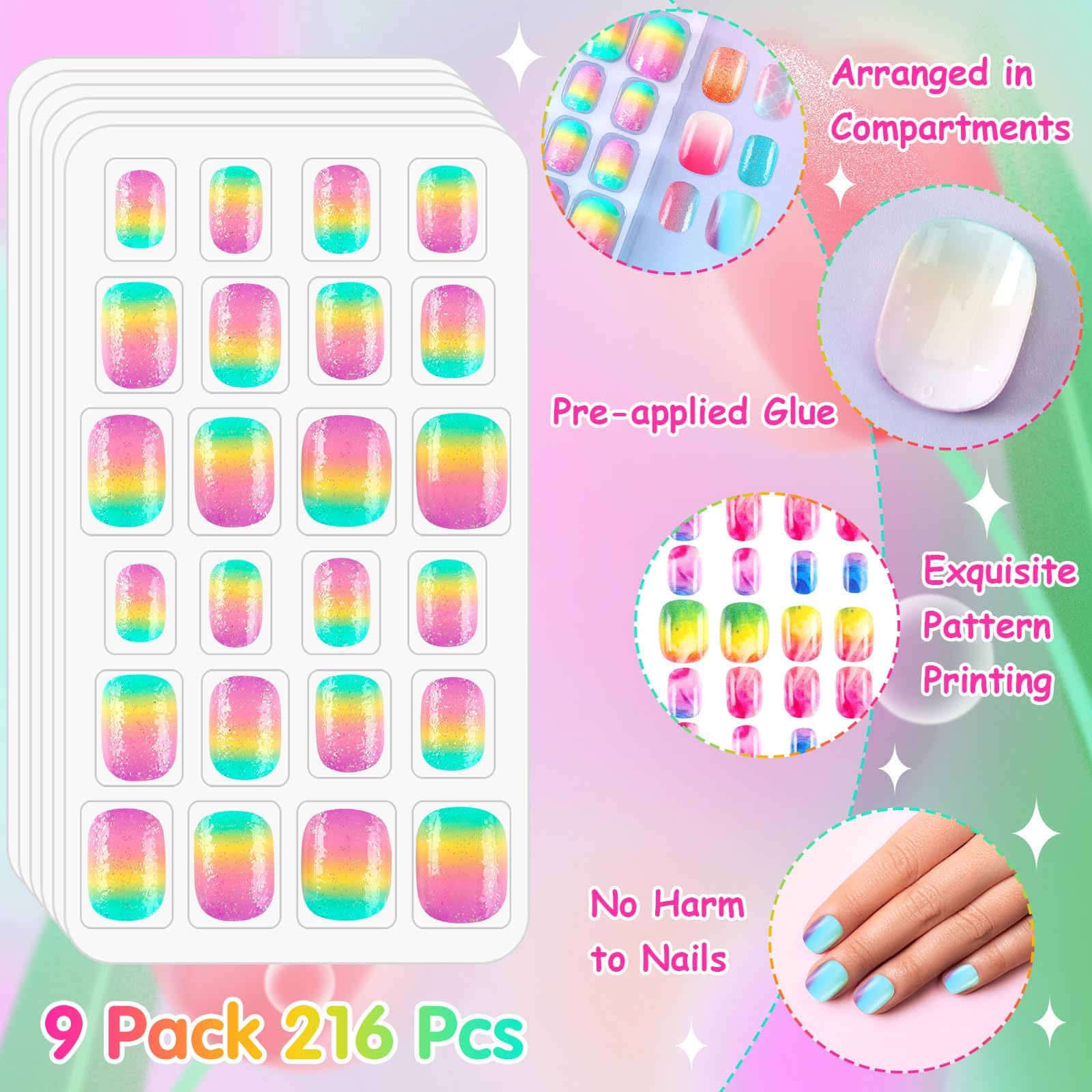 BOARDFEB Uñas pegables, aplicación fácil sin herramientas, ideal para manualidades en casa.