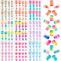 BOARDFEB uñas pegables gradiente, conjunto completo, ideal para fiestas y manualidades infantiles.