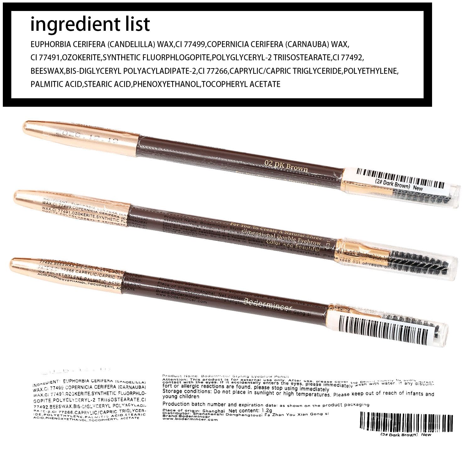 Bodermincer delineador cejas - colores compatibles con tonos de pelo