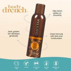 Body Drench QuickTan secado rápido se seca al tacto para vestirse pronto.
