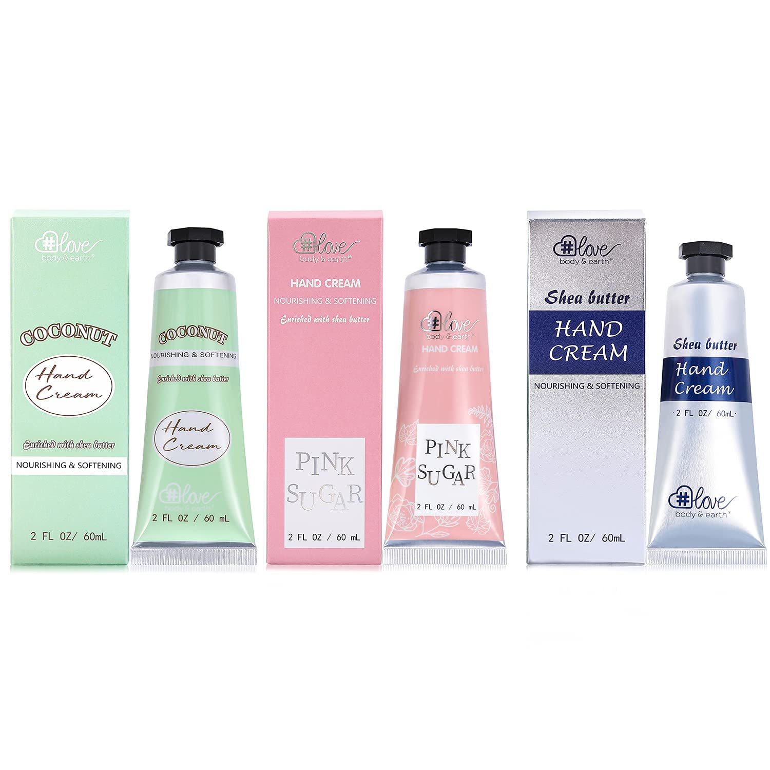 Body & Earth # Love: fragancia manteca de karité, hidratación suave con nota cálida.