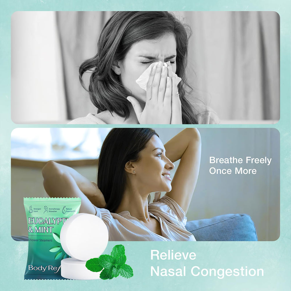 BodyRefresh mezcla 1:1 eucalipto y menta para sensación fresca.