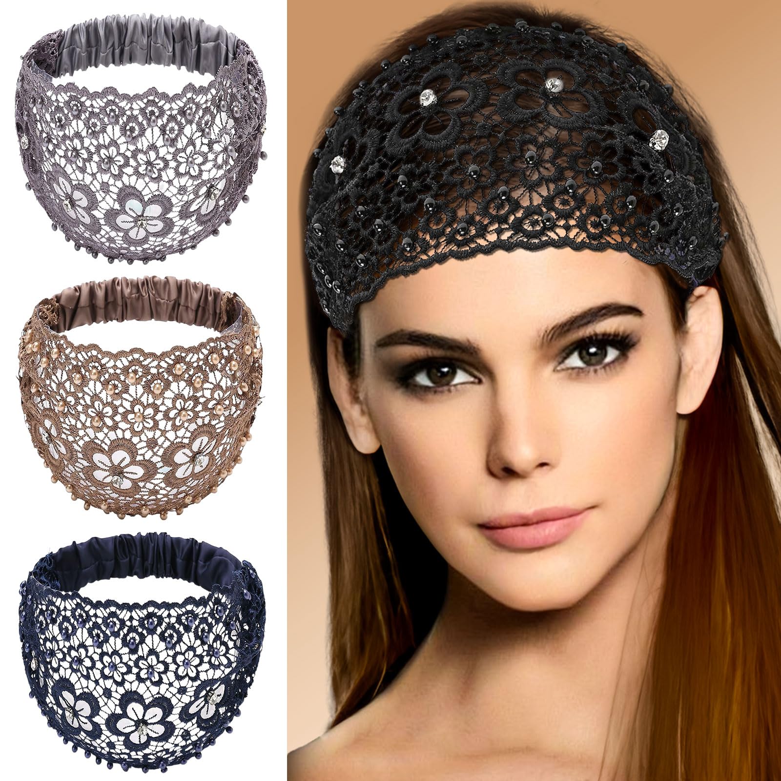 Diadema Boho con Perlas: conjunto de 4 piezas para look diario.