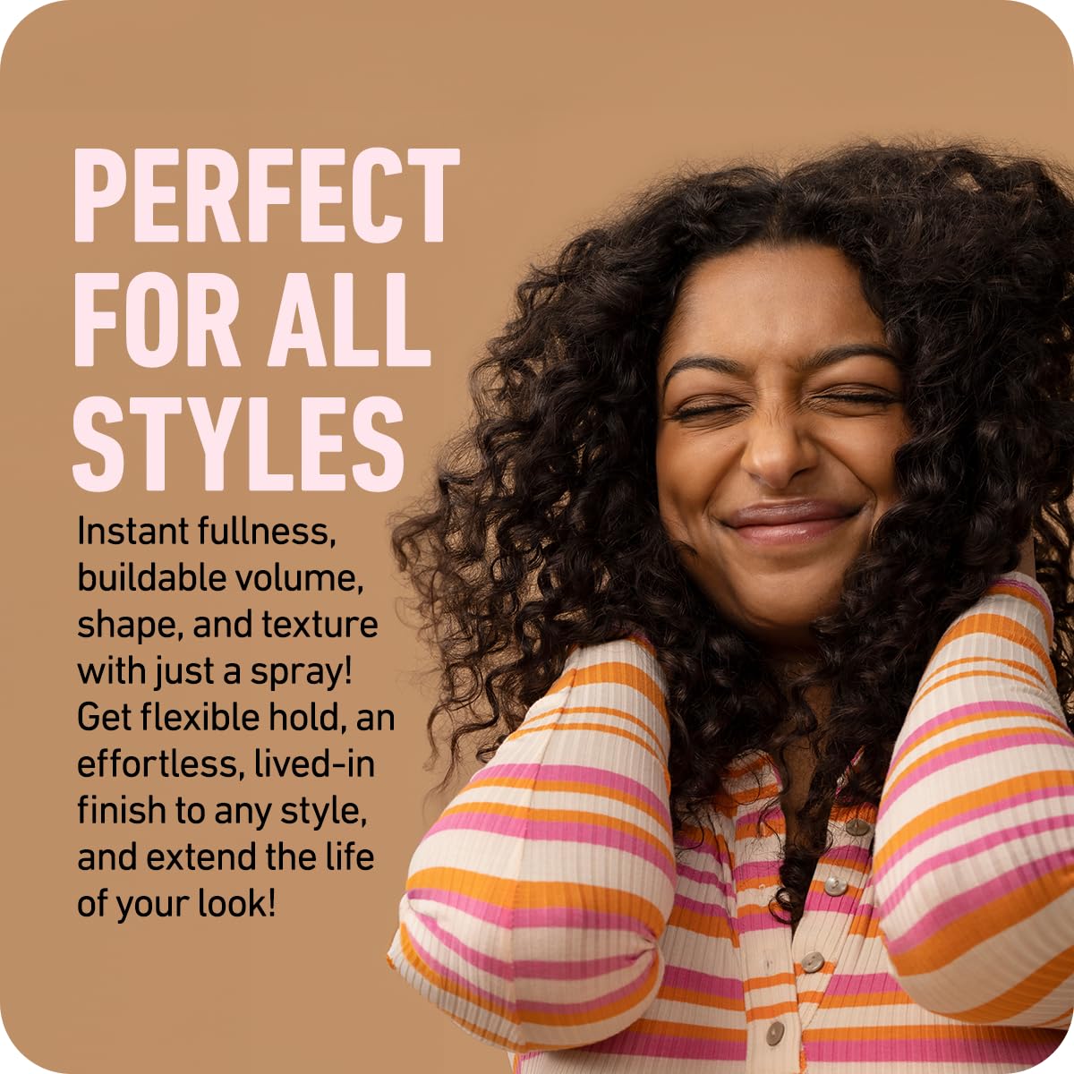 Boldify Dry Texture Spray agarre texturizado facilita peinados rápidos.