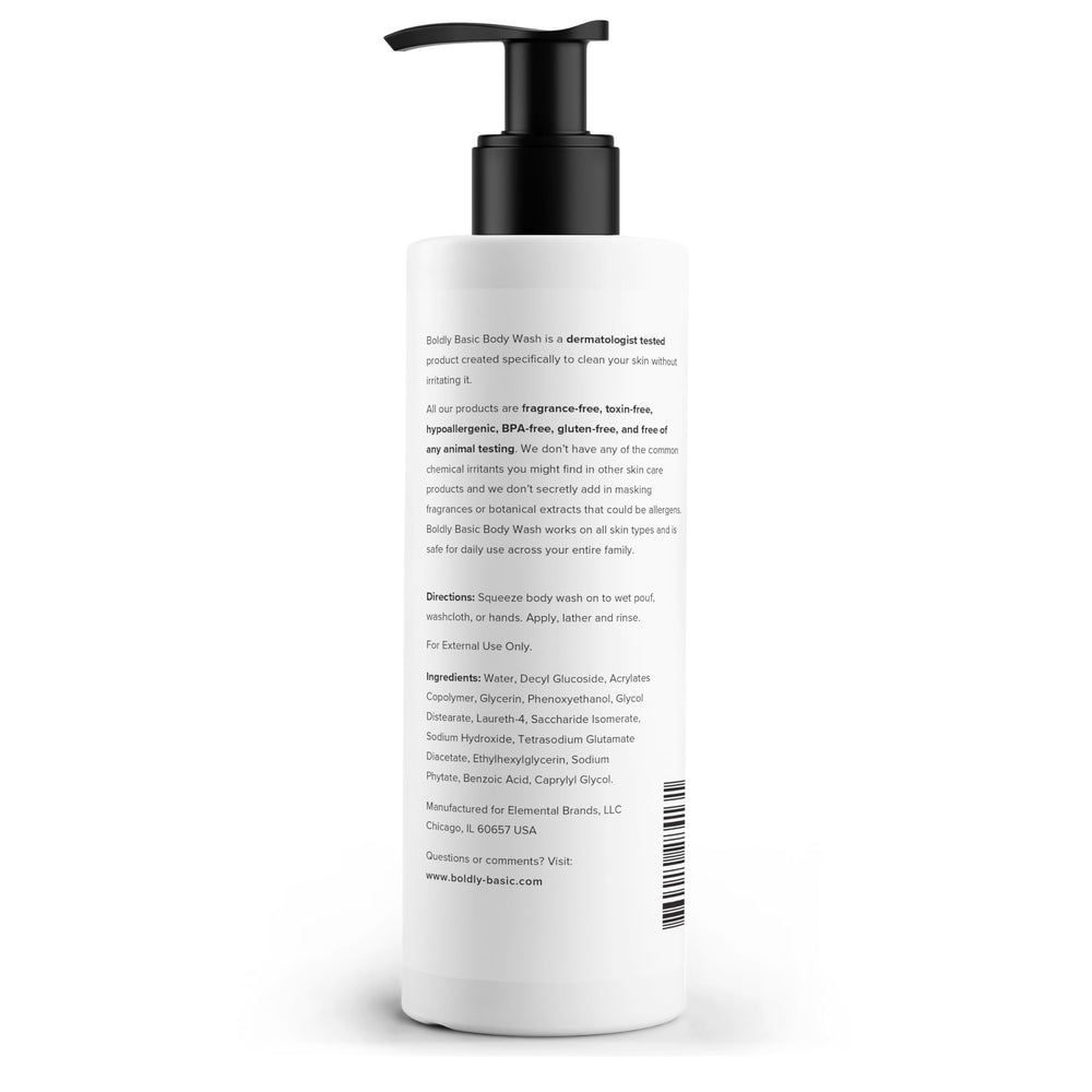 Boldly Basic gel de ducha sin fragancia, apto para uso diario y piel delicada.