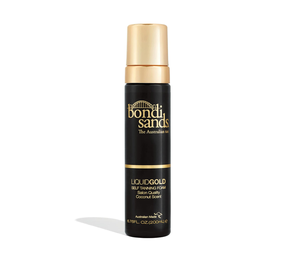 Bondi Sands Liquid Gold envase compacto para bronceado rápido y uniforme.
