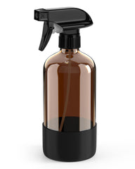 Botella spray Bontip de vidrio ámbar con rociador protege líquidos sensibles de la luz.
