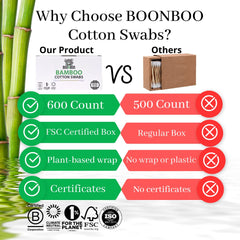 BOONBOO bastoncillos de bambú para uso alrededor del oído, higiene segura.