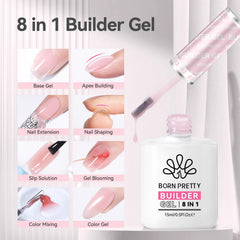 Aplicación fácil de Born Pretty Builder Gel para uñas con resultados duraderos.