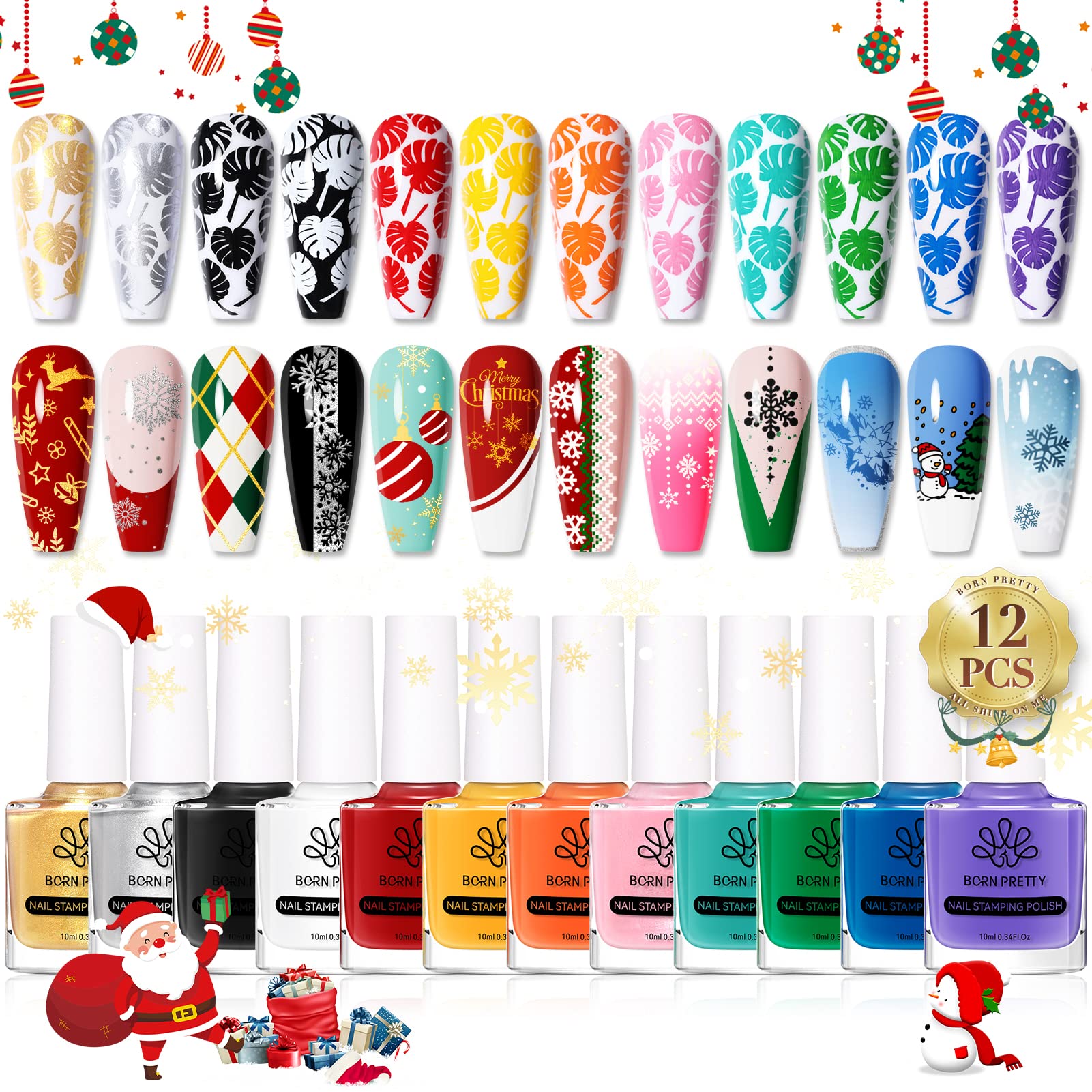 Born Pretty esmalte estampado 12 colores brillantes para uñas