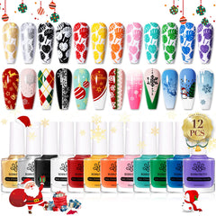 Born Pretty esmalte estampado 12 colores brillantes para uñas