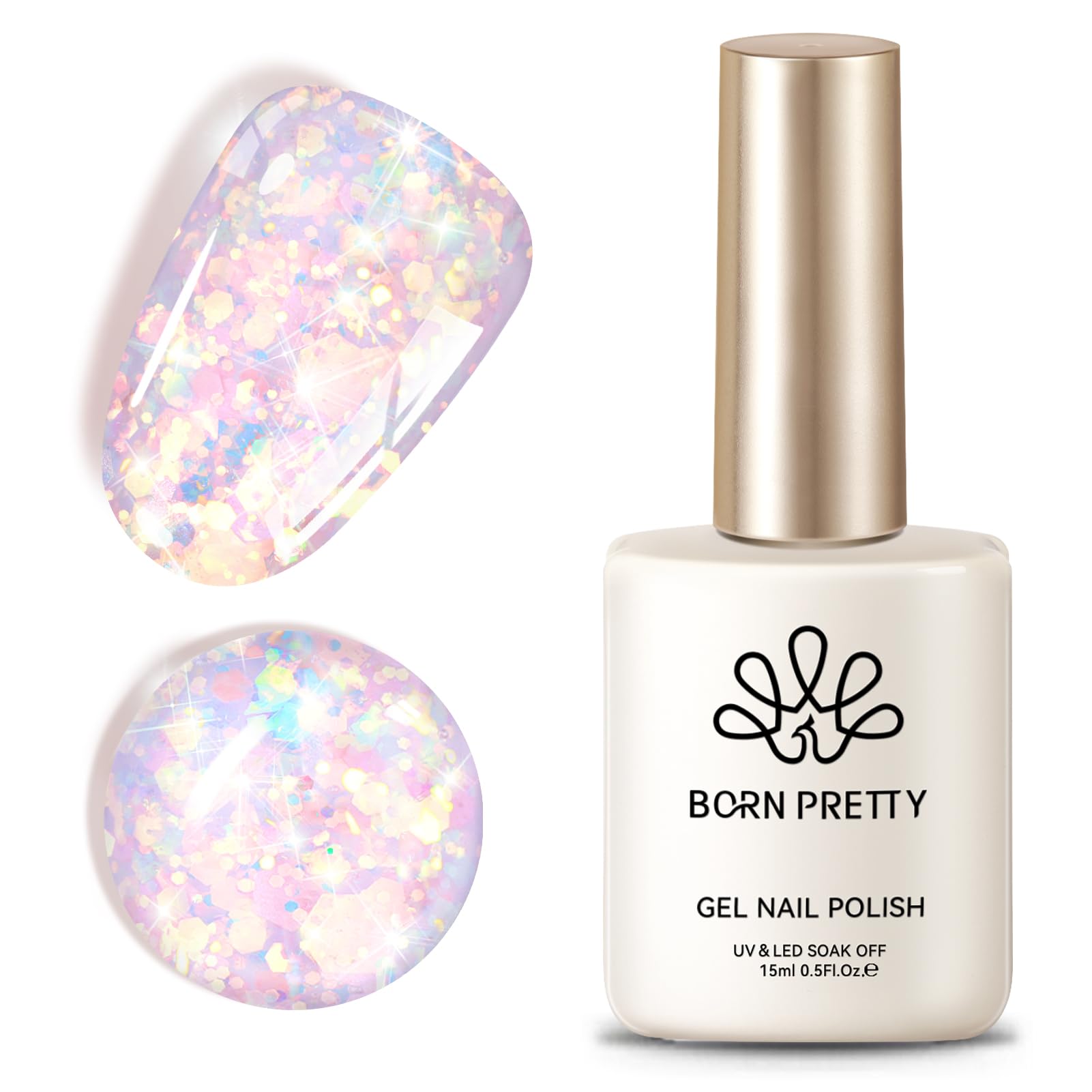Born Pretty esmalte gel brillo rosa, acabado duradero para uñas