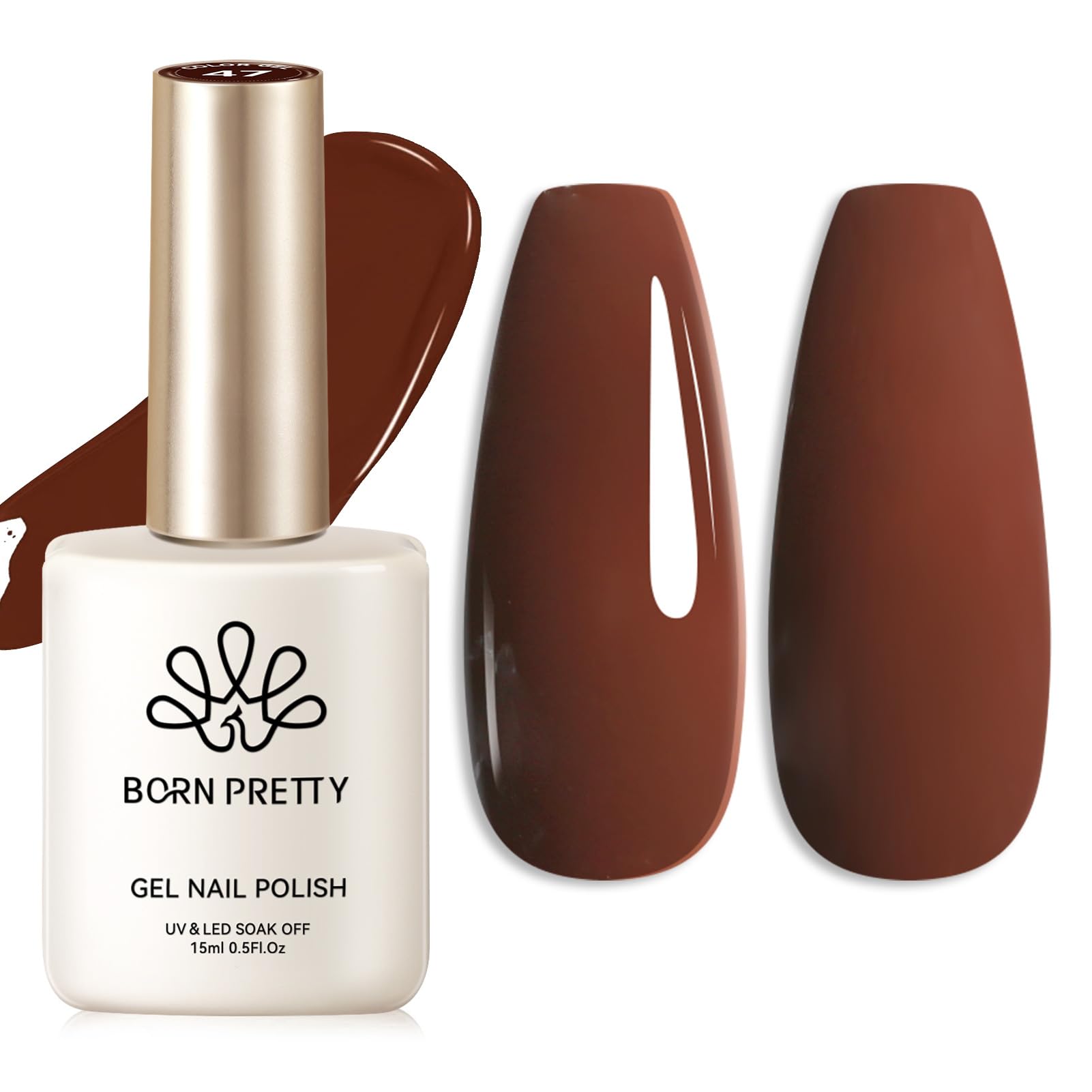 Born Pretty esmalte gel marrón chocolate en botella, tono elegante para uñas.