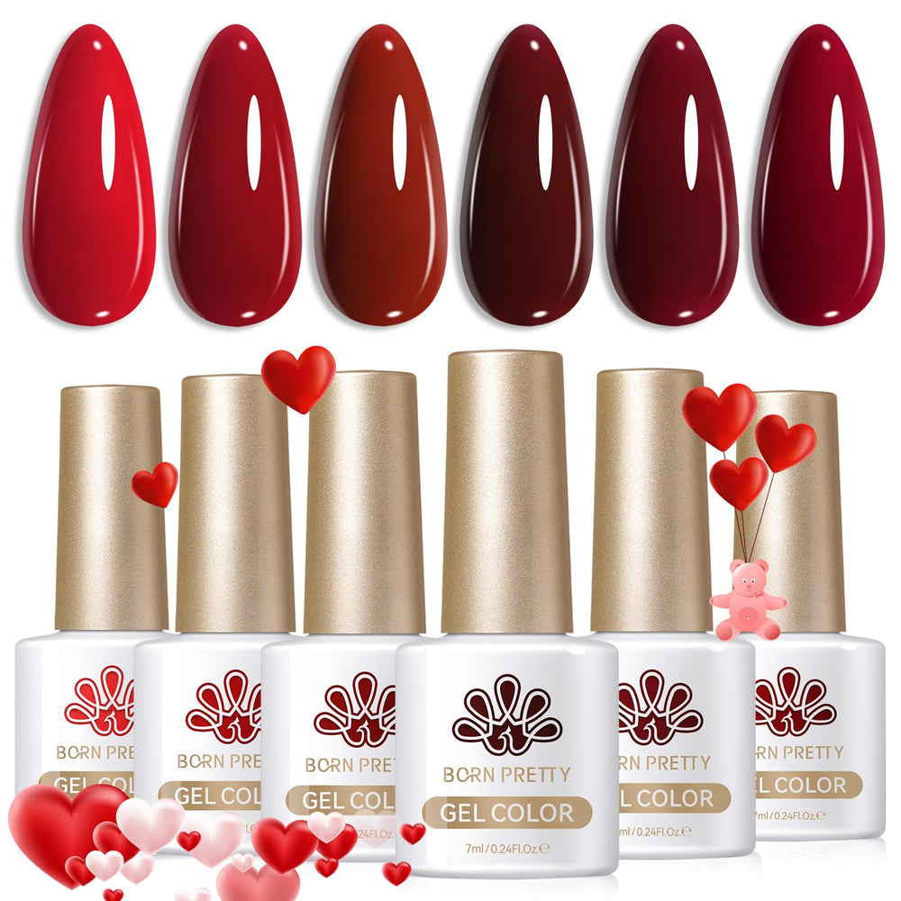 Born Pretty Esmalte gel rojo burdeos, color intenso para una manicura duradera.