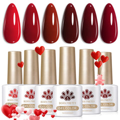 Born Pretty Esmalte gel rojo burdeos, color intenso para una manicura duradera.