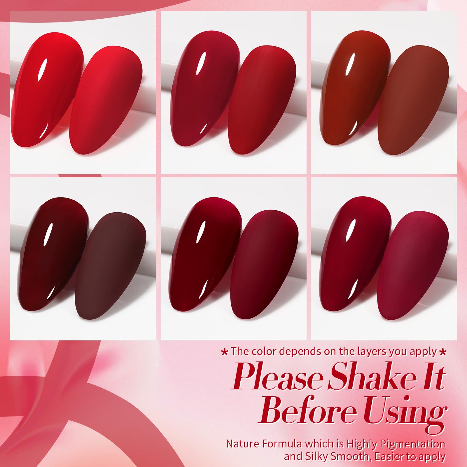 Born Pretty Esmalte gel rojo cereza, ideal para un look vibrante.