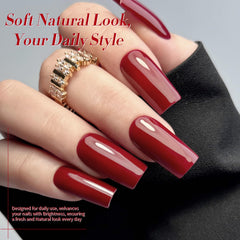 Born Pretty Esmalte gel rojo vino, acabado brillante para uñas elegantes.