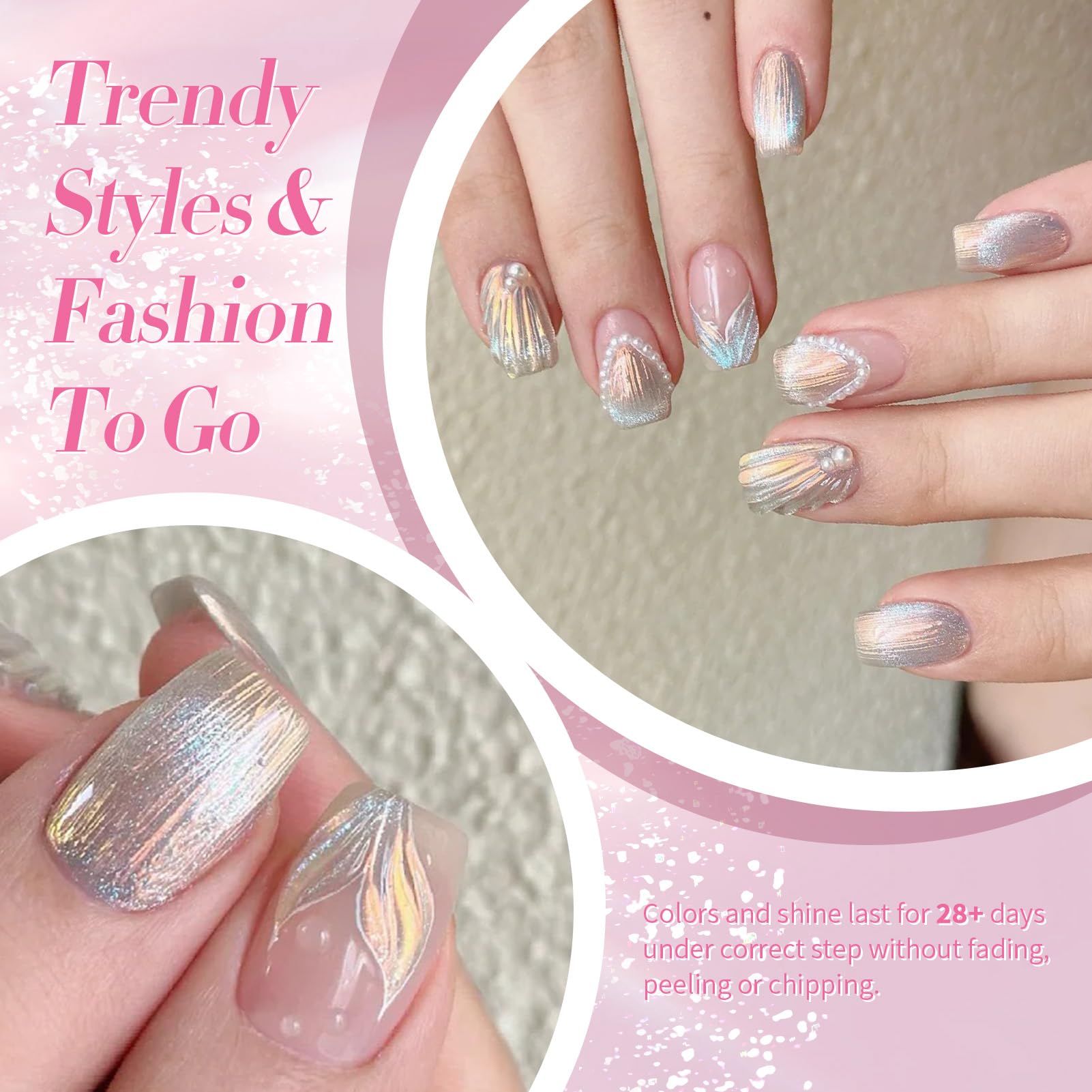 Born Pretty Gel Uñas: efecto concha e hilo para diseño único.