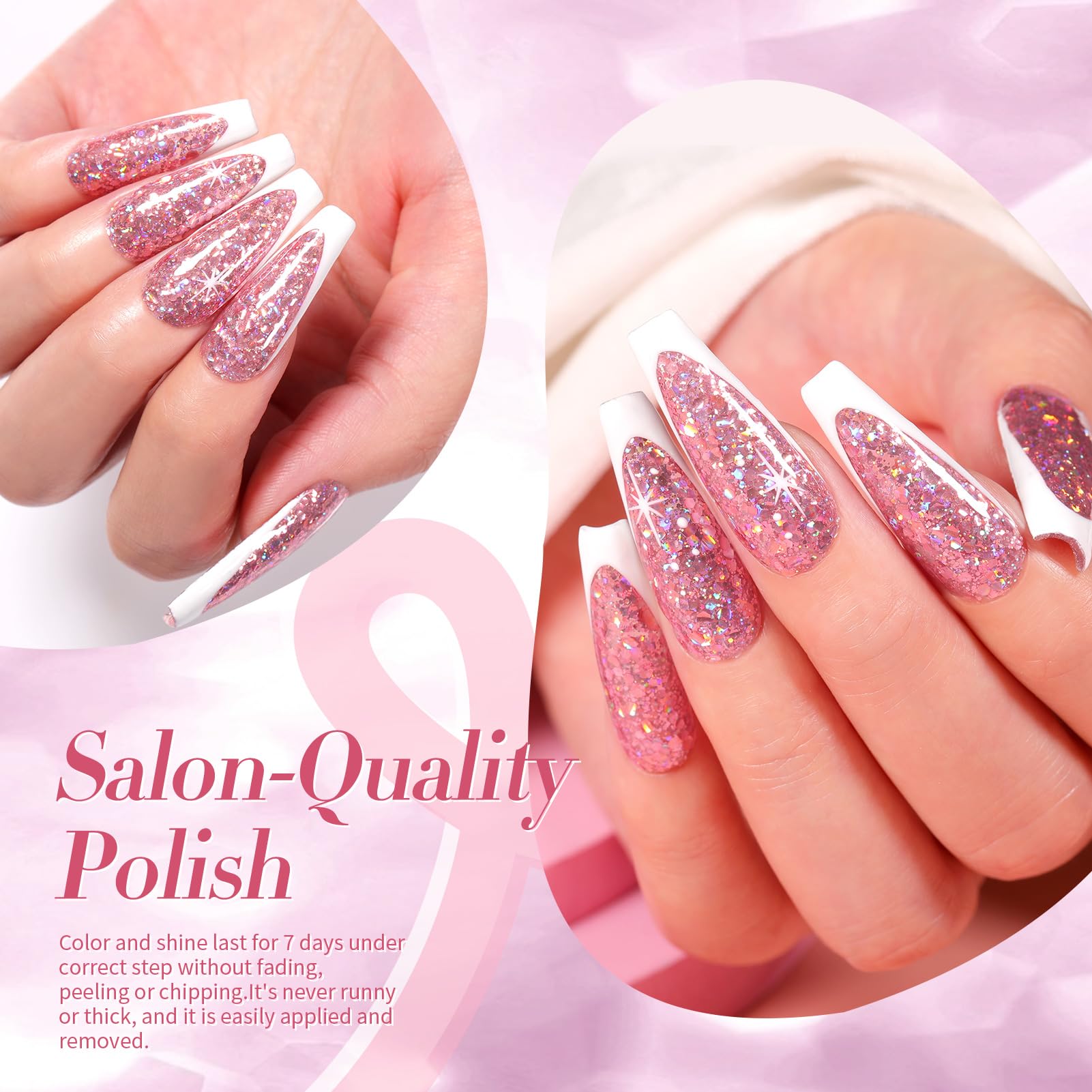 Born Pretty Esmalte Uñas Rosa Oro acabado brillante para manicure rápido.