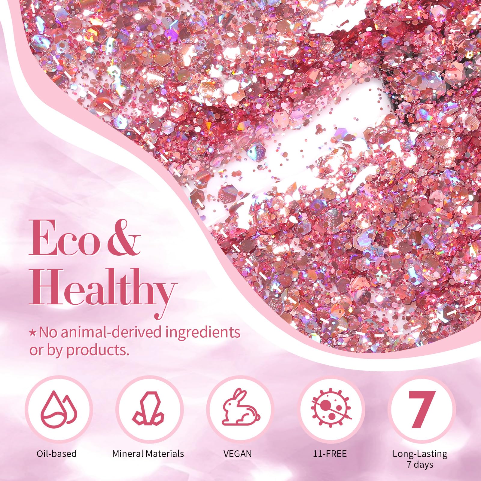 Born Pretty Esmalte Uñas Rosa Oro efecto irisado para uñas pulidas.