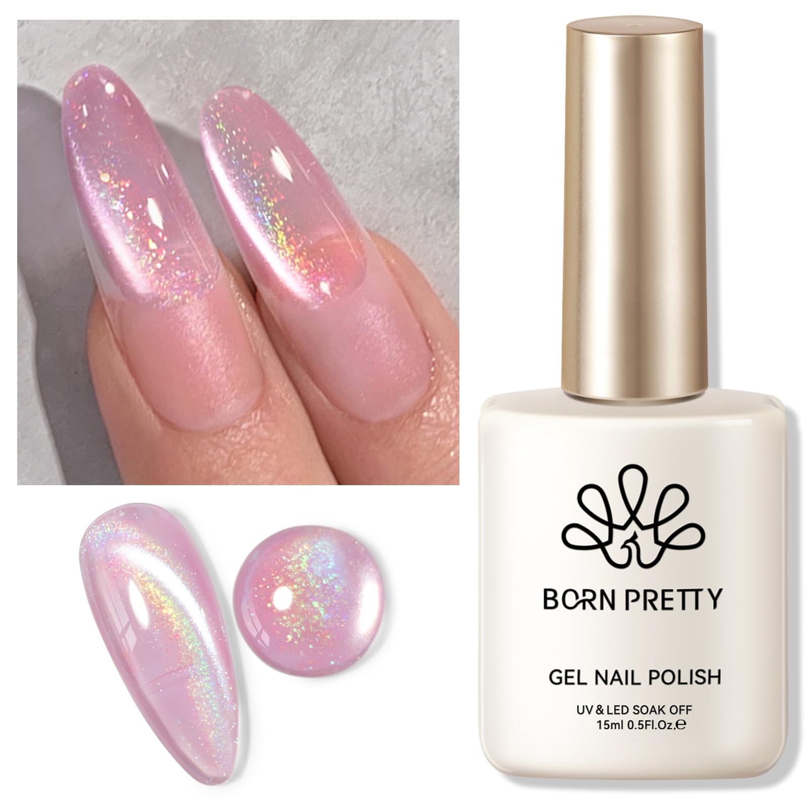 Born Pretty Gato Rosa con efecto magnetico para uñas llamativas.