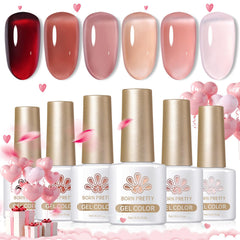 Born Pretty Jelly tono rosado claro en botellas, colores versátiles para cualquier ocasión.
