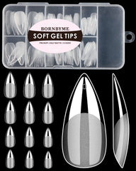 BORNBYME tips de gel suave estileto, 120 piezas, listo para manicura profesional