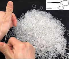 Borsicge ligas elásticas claras en empaque, ideales para uso diario.