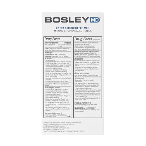 bosleymd pack de dos frascos minoxidil 5% para hombres