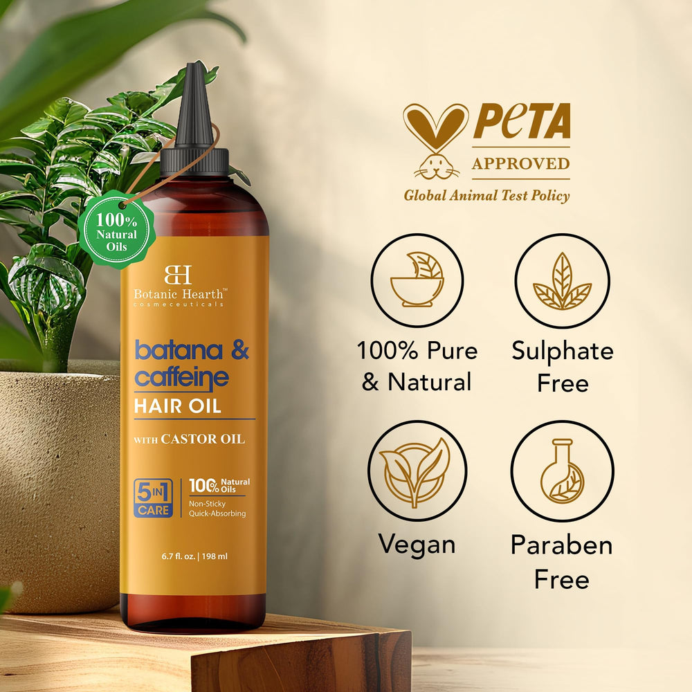 Botanic Hearth aceite capilar, enfoque en cuero cabelludo sano