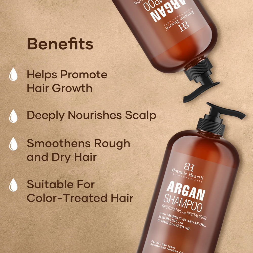 Botanic Hearth Champú Argán: cabello mojado listo para nutrir.