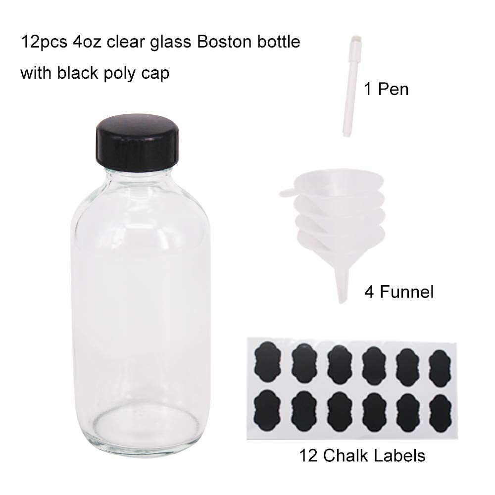 Juego de 12 botellas Boston 4 oz para regalos o proyectos caseros.
