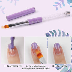 BQAN pincel uñas, mango con rhinestones, acabado brillante y elegante.