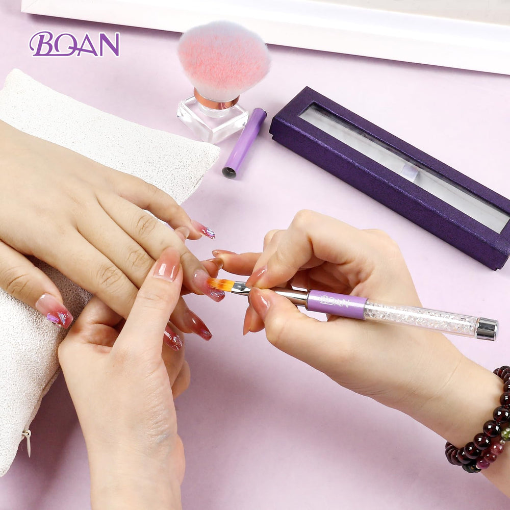 BQAN pincel uñas, mango pavé, ideal para aplicación precisa en casa.