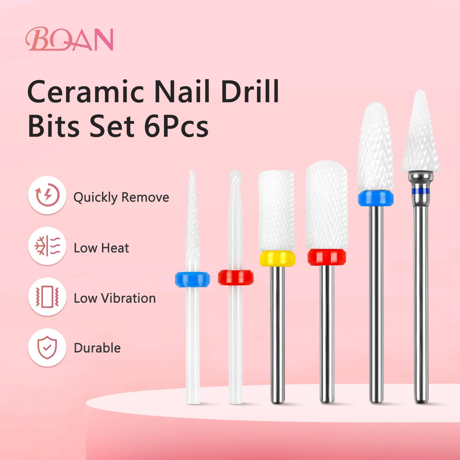 BQAN puntas cerámicas para cuidado de cutícula con acabado suave.